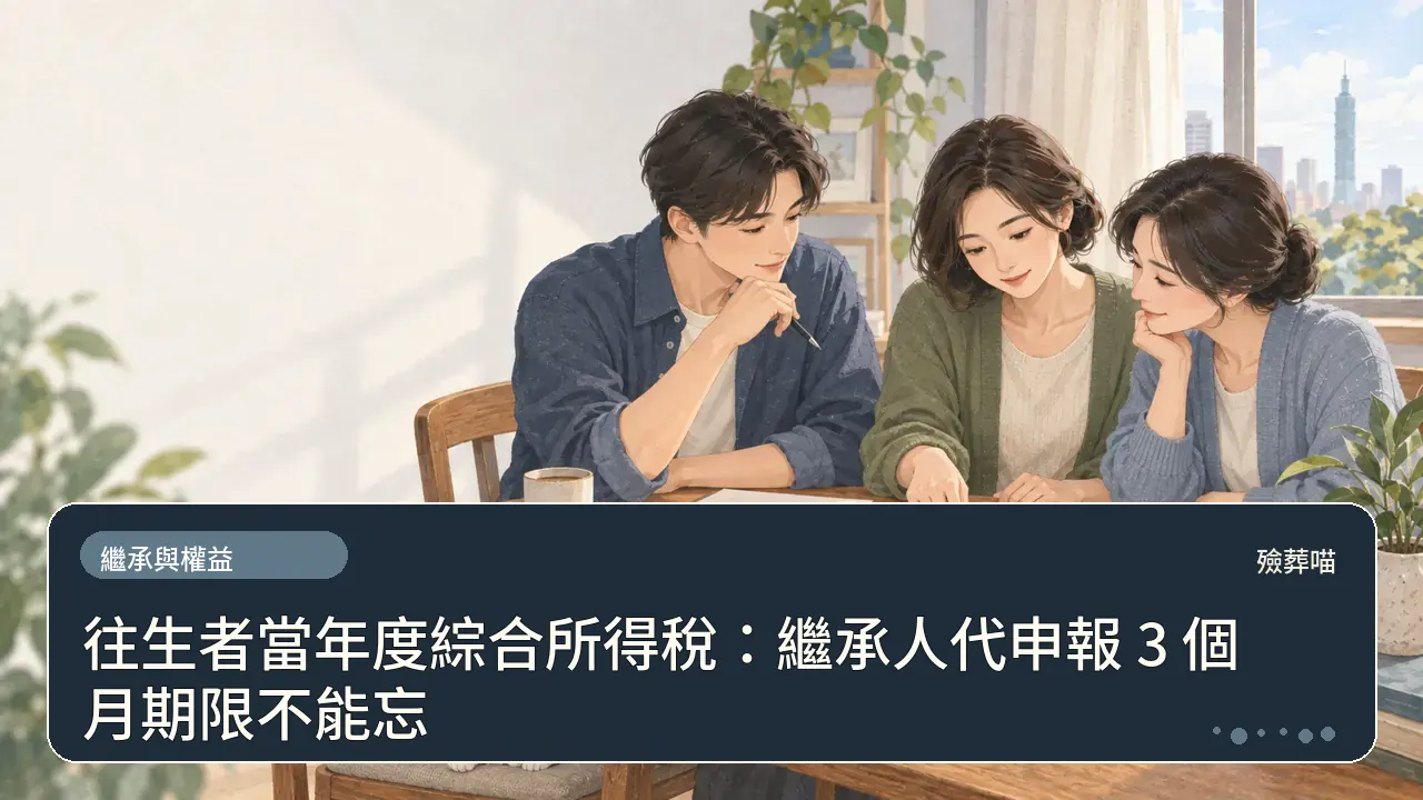 往生者當年度綜合所得稅:繼承人代申報 3 個月期限不能忘主題插畫