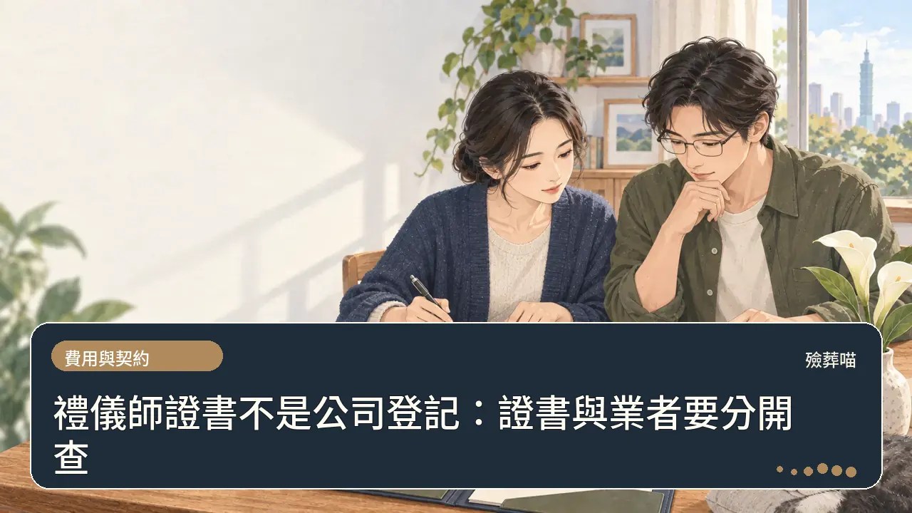 禮儀師證書不是公司登記:證書與業者要分開查主題插畫