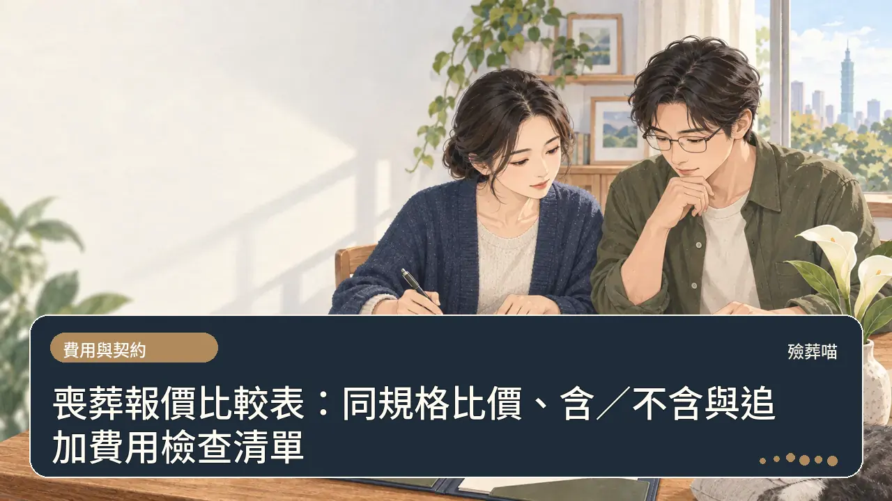 喪葬報價比較表:同規格比價、含/不含與追加費用檢查清單主題插畫