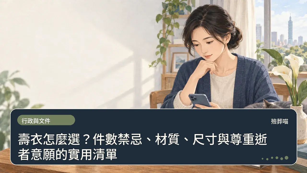 壽衣怎麼選？件數禁忌、材質、尺寸與尊重逝者意願的實用清單主題插畫