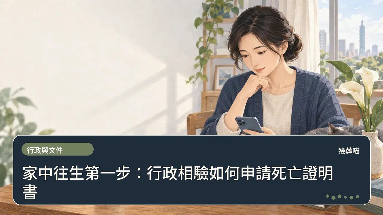 家中往生第一步：行政相驗如何申請死亡證明書主題插畫