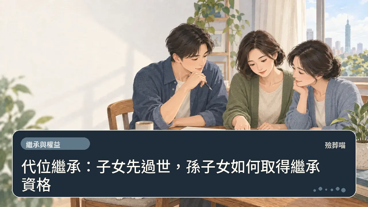 代位繼承：子女先過世，孫子女如何取得繼承資格主題插畫