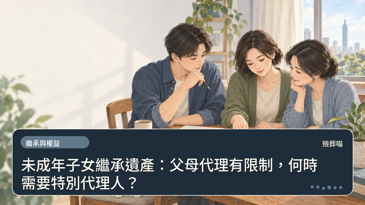 未成年子女繼承遺產：父母代理有限制，何時需要特別代理人？主題插畫
