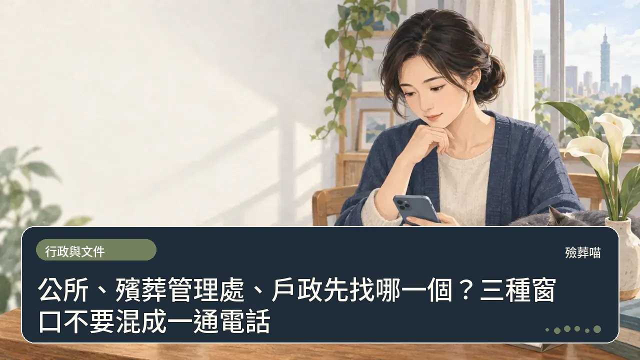 公所、殯葬管理處、戶政先找哪一個？三種窗口不要混成一通電話主題插畫