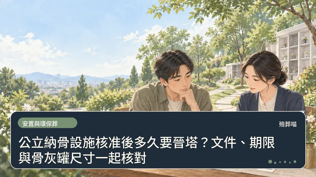 公立納骨設施核准後多久要晉塔？文件、期限與骨灰罐尺寸一起核對主題插畫