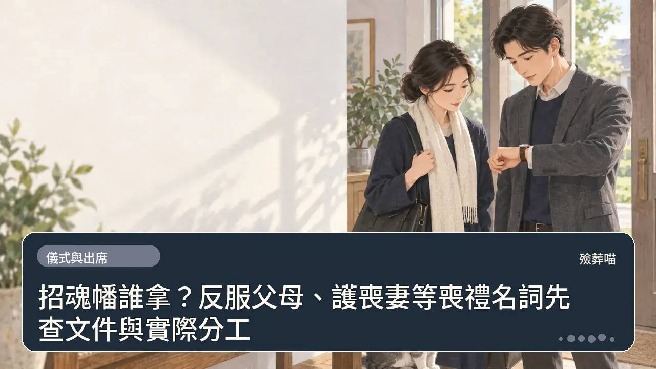 招魂幡誰拿?反服父母、護喪妻等喪禮名詞先查文件與實際分工主題插畫