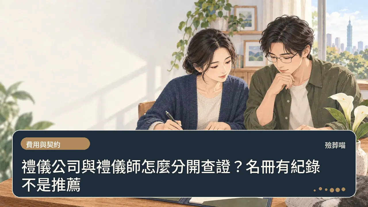 禮儀公司與禮儀師怎麼分開查證?名冊有紀錄不是推薦主題插畫